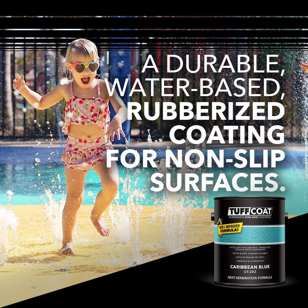 Tuff Coat Medium Texture Rubberized Non-Skid Deck Coating – Textured Non-Slip Safety Surface for Pool Decks